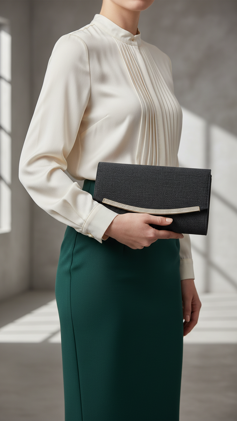 Black Fancy Clutch P24171