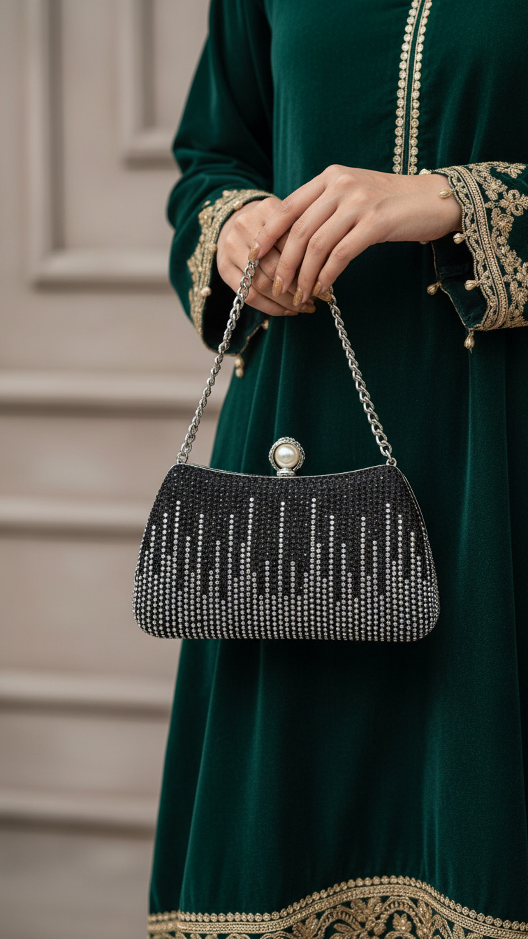 Black Fancy Clutch P24182