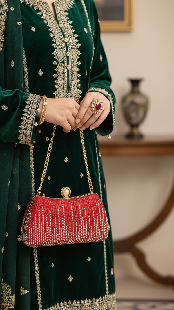 Red Fancy Clutch P24182