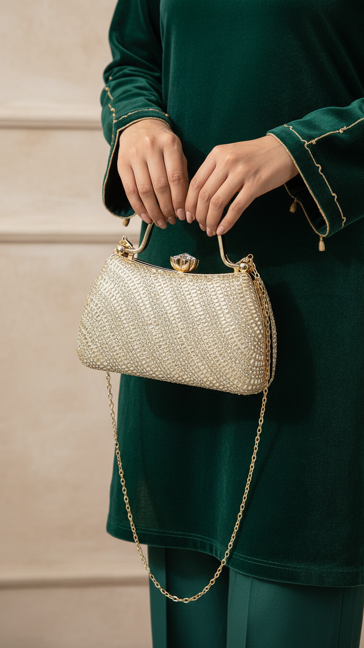 Golden Fancy Clutch P24186