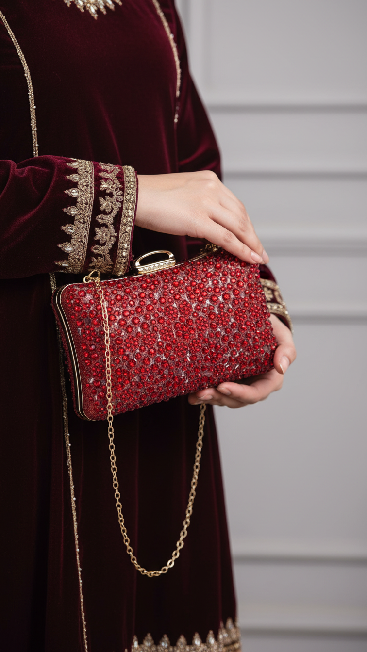 Red Fancy Clutch P24189