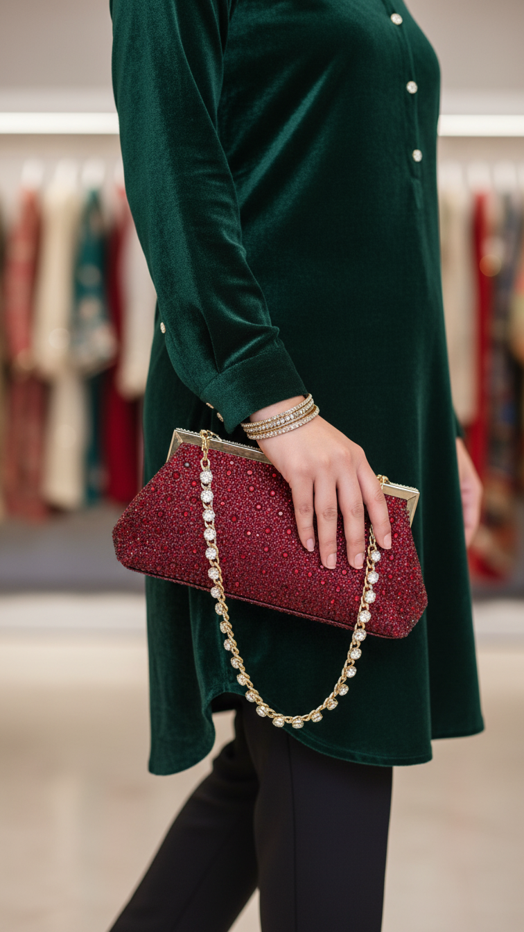 Maroon Fancy Clutch P24195