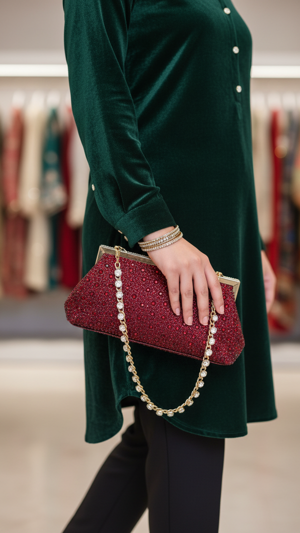 Maroon Fancy Clutch P24195