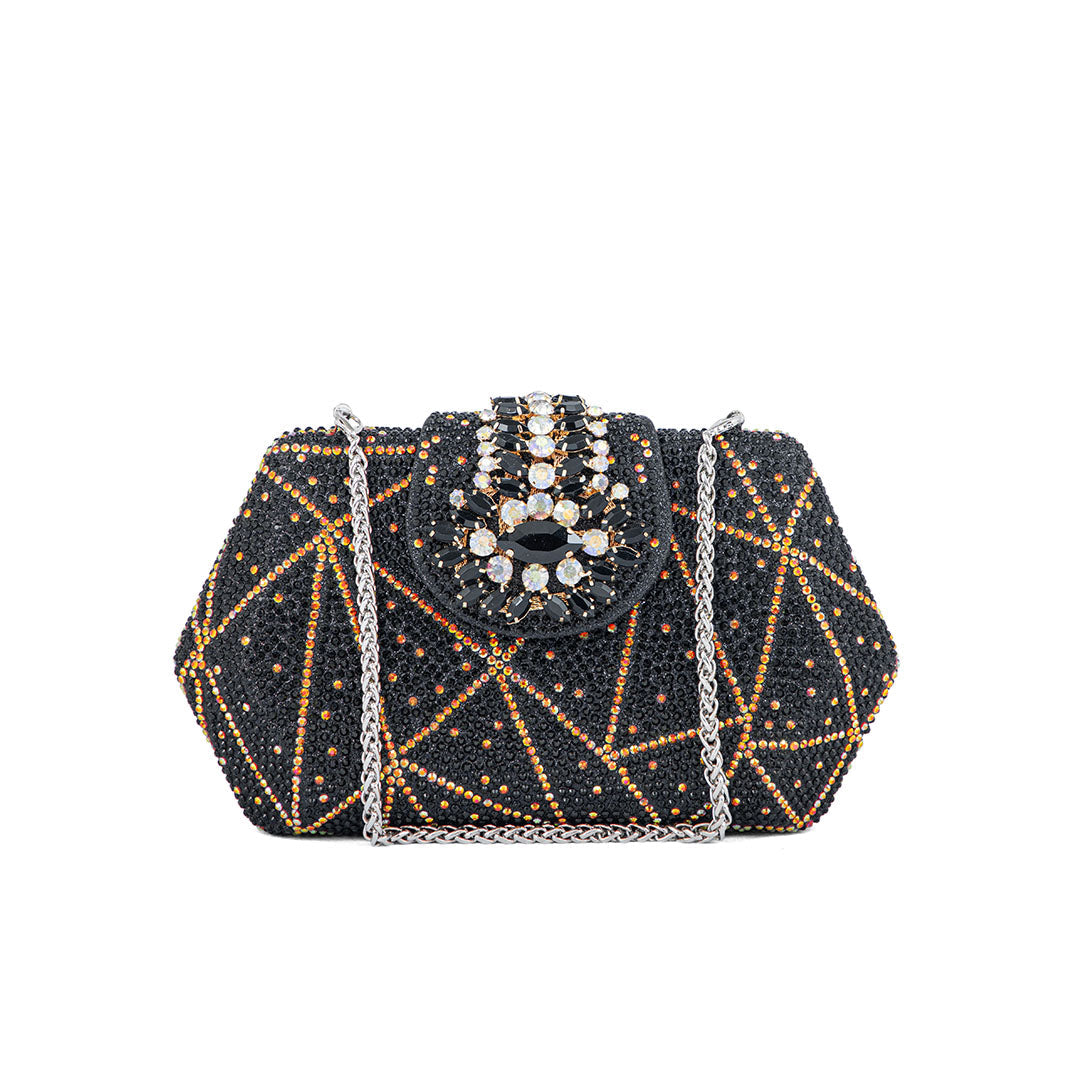 Black Fancy Clutch P24202