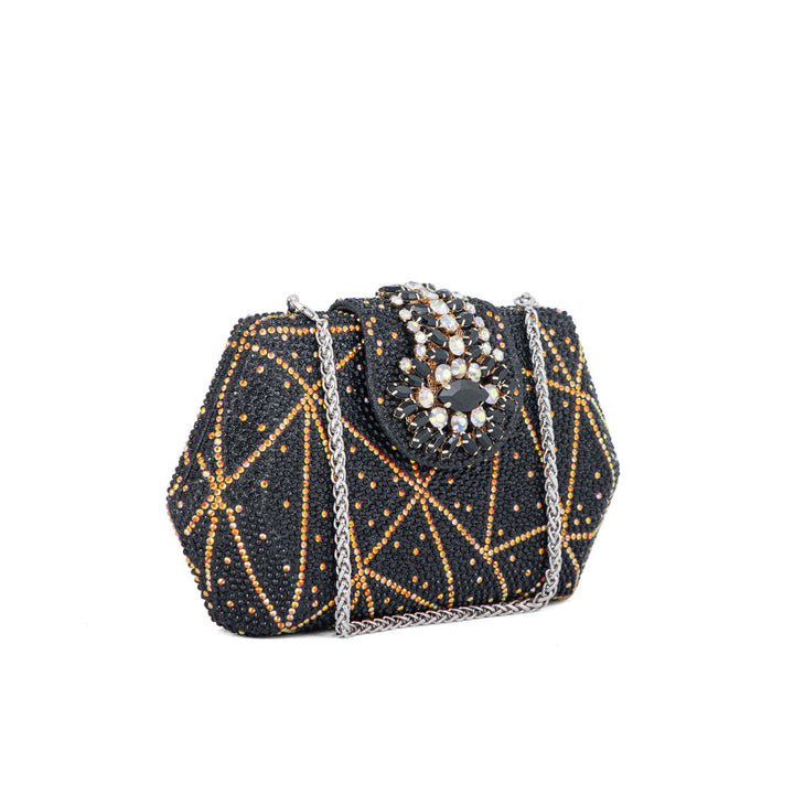 Black Fancy Clutch P24202