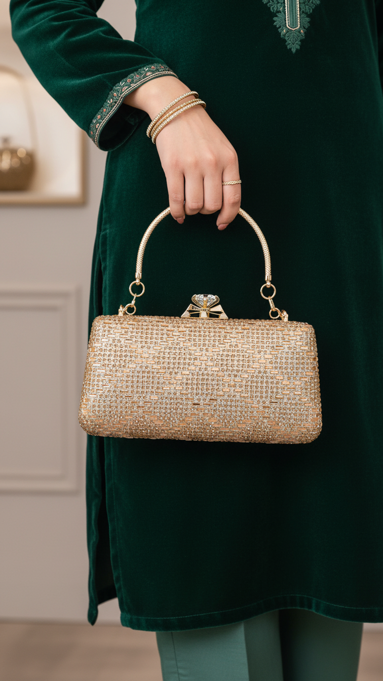 Golden Fancy Clutch P24205