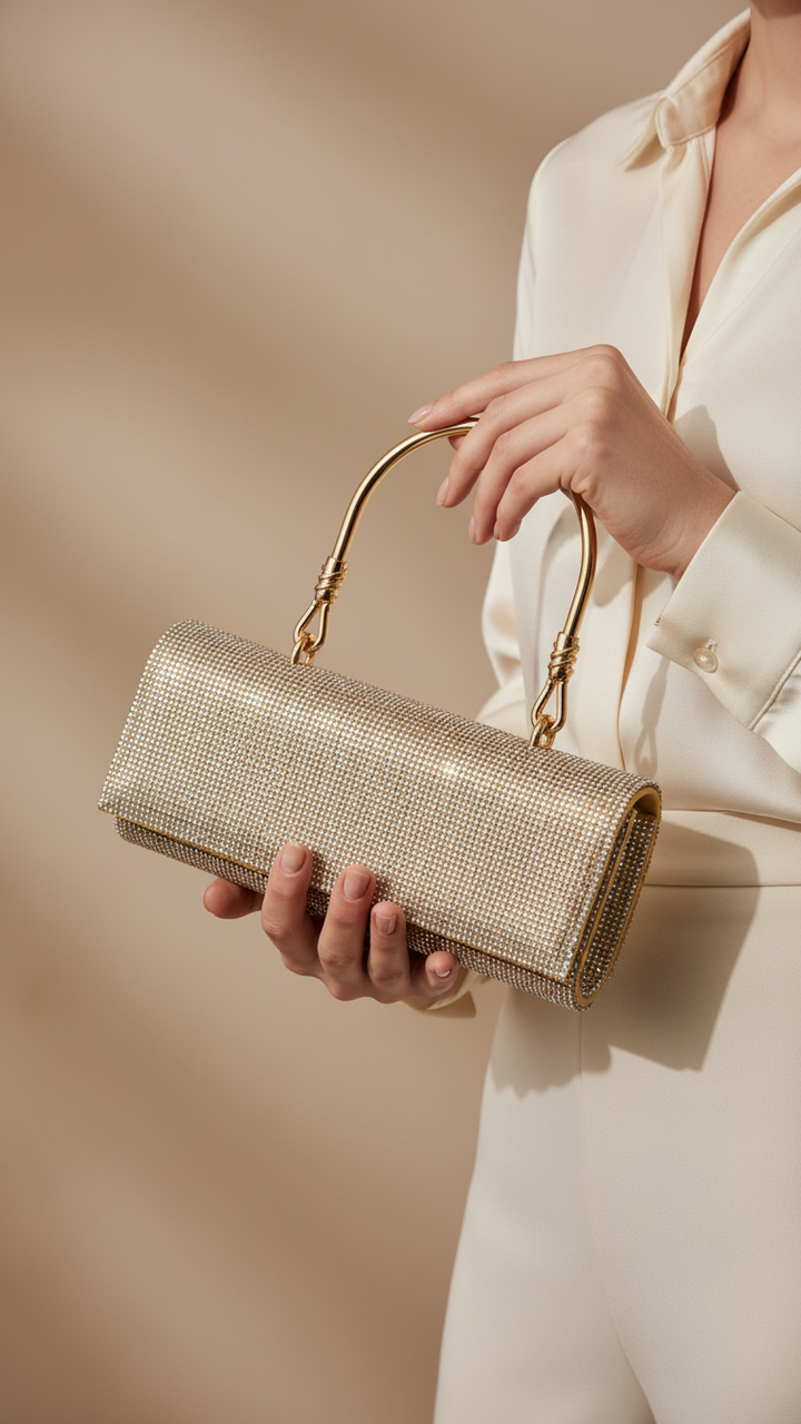 Golden Fancy Clutch For Women P24231