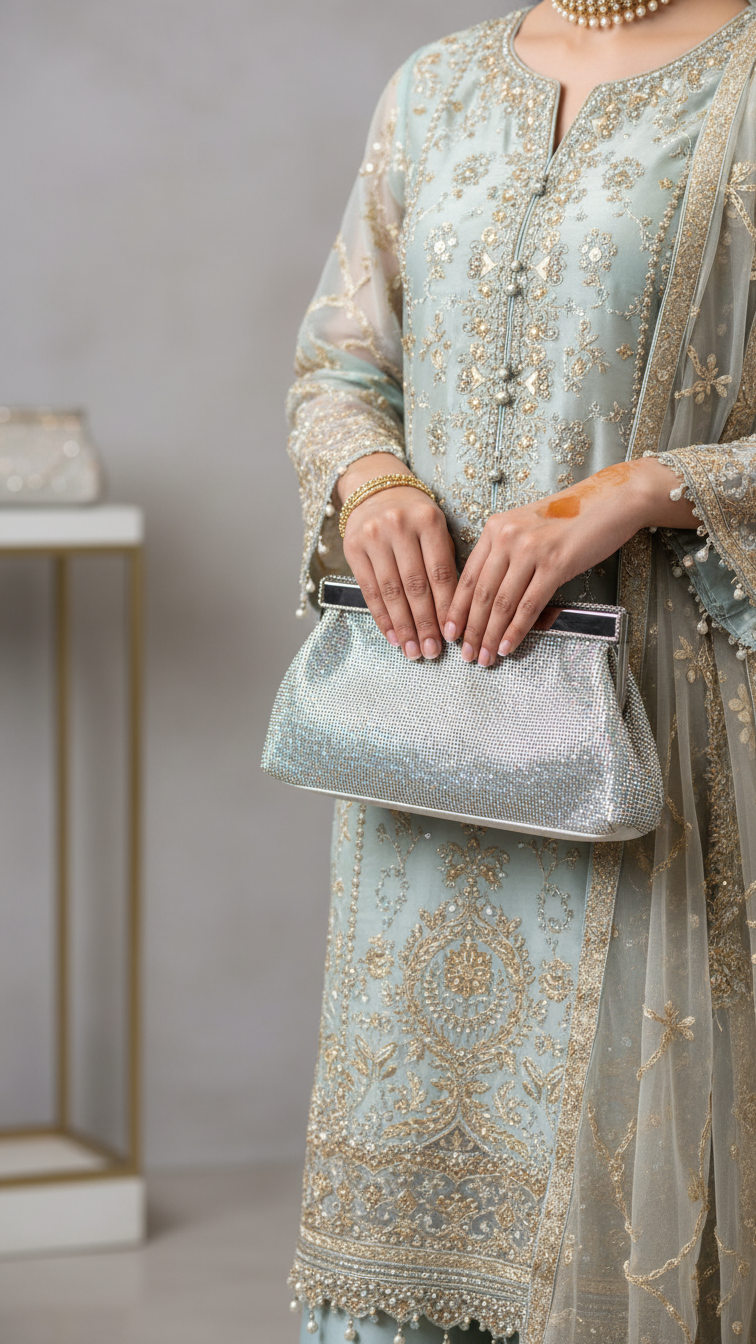 AB Silver Fancy Clutch P24241