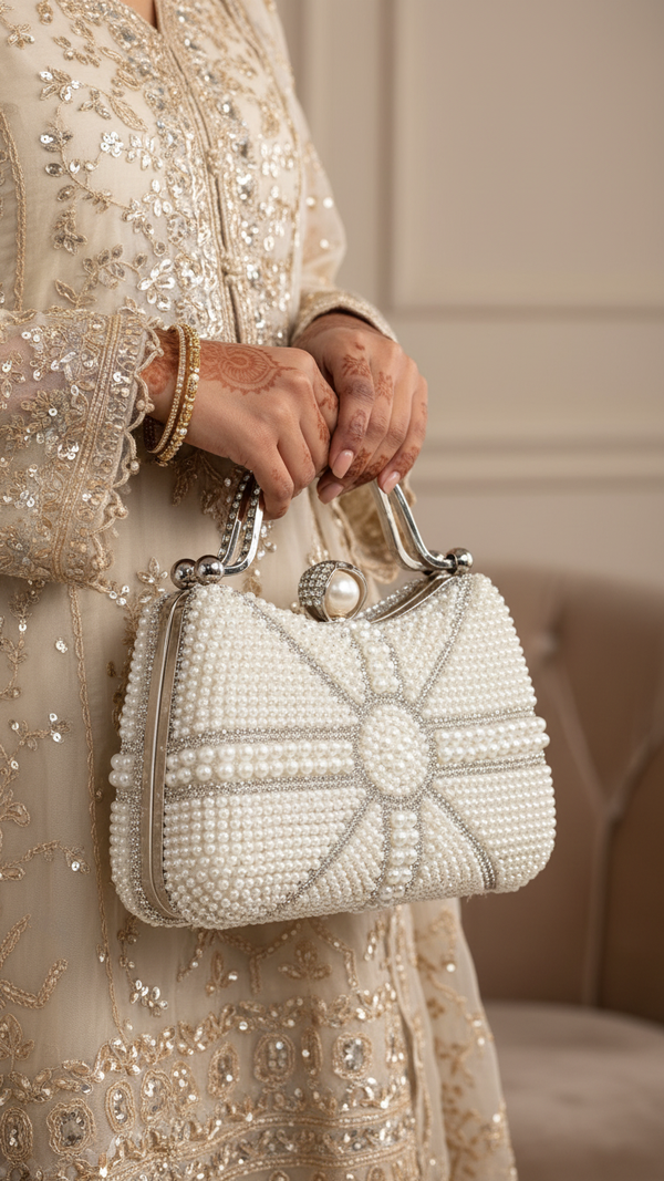 White Bridal Clutch P24291