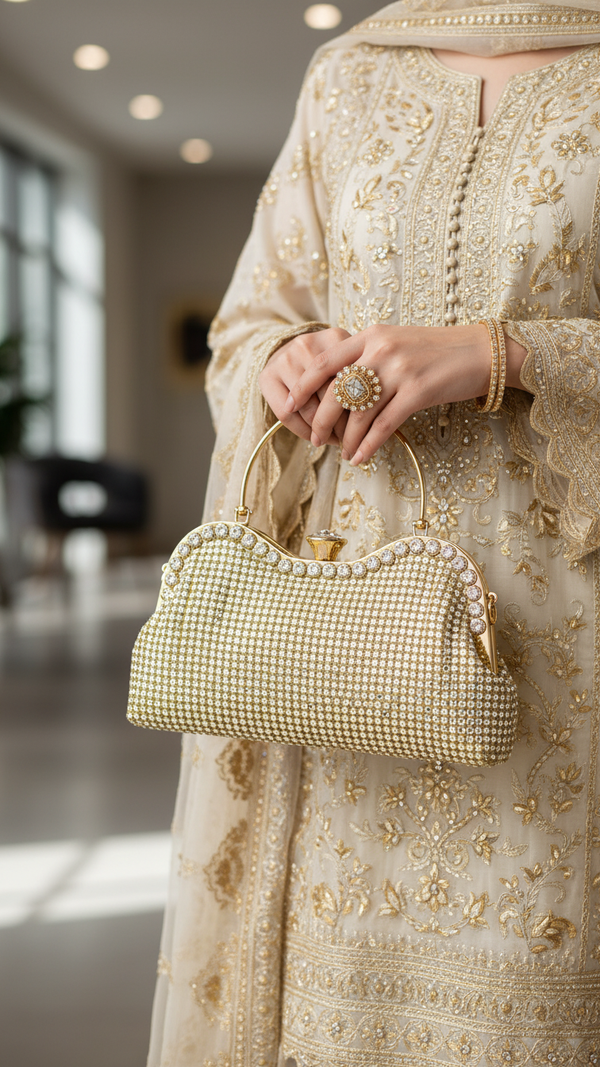 AB Golden Bridal Clutch P24300