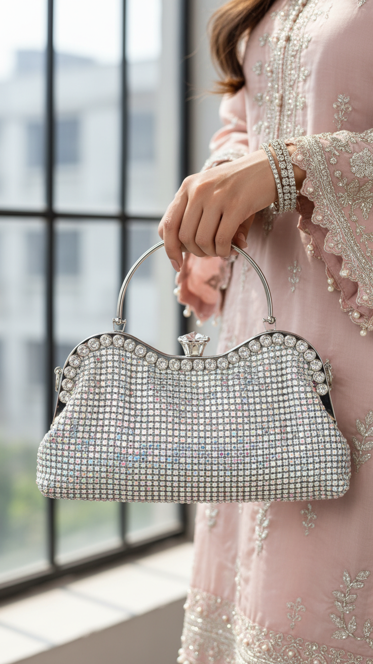 AB Silver Bridal Clutch P24300
