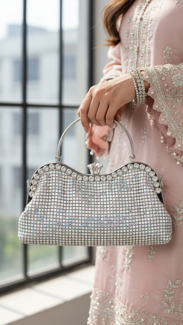 AB Silver Bridal Clutch P24300