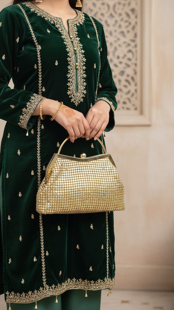 AB Golden Bridal Clutch P24304