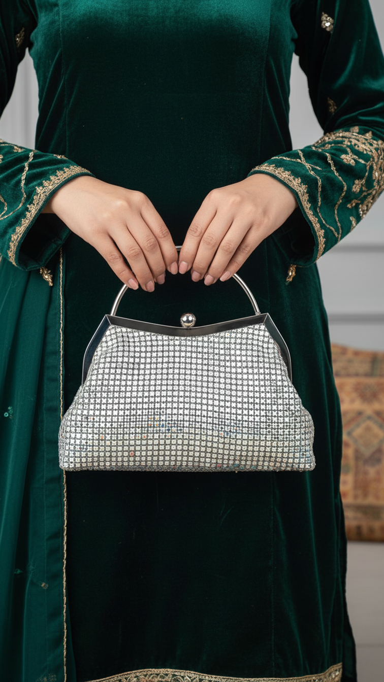 AB Silver Bridal Clutch P24304