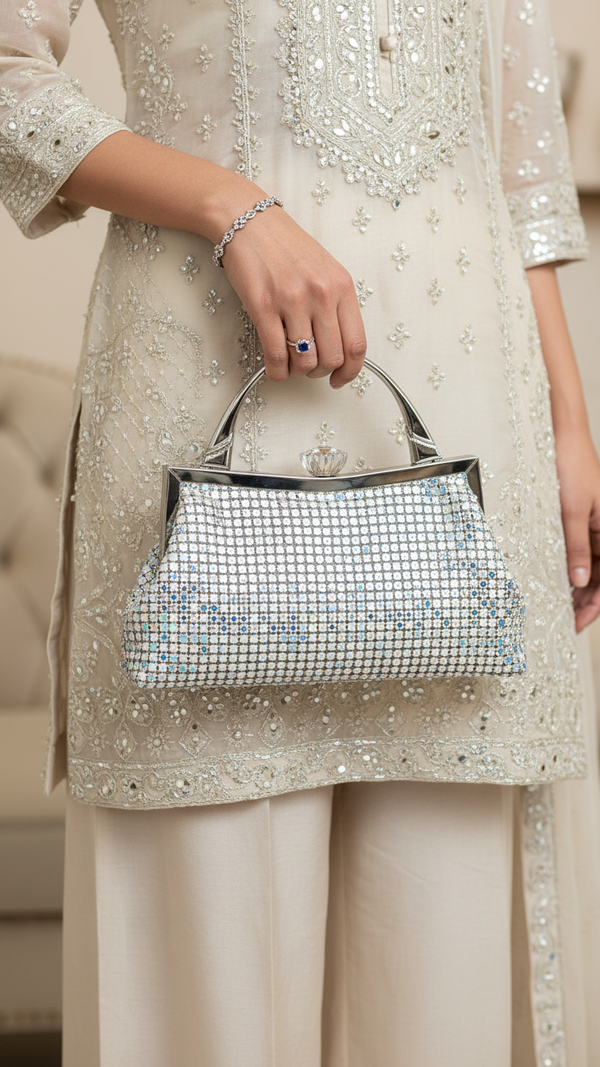 AB Silver Bridal Clutch P24308