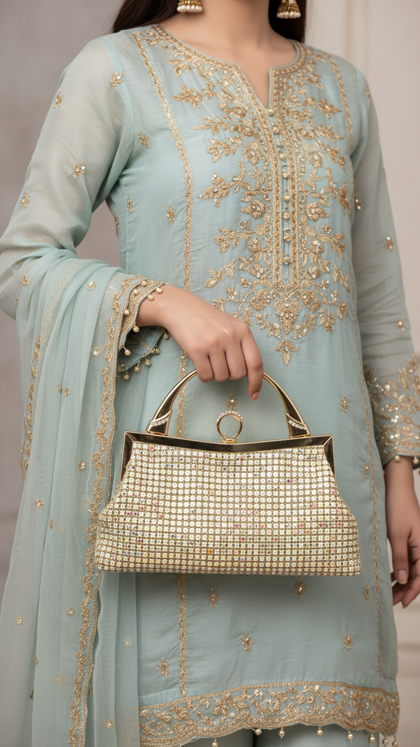 AB Golden Bridal Clutch P24309