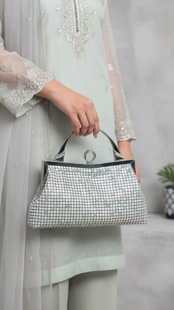 AB Silver Bridal Clutch P24309