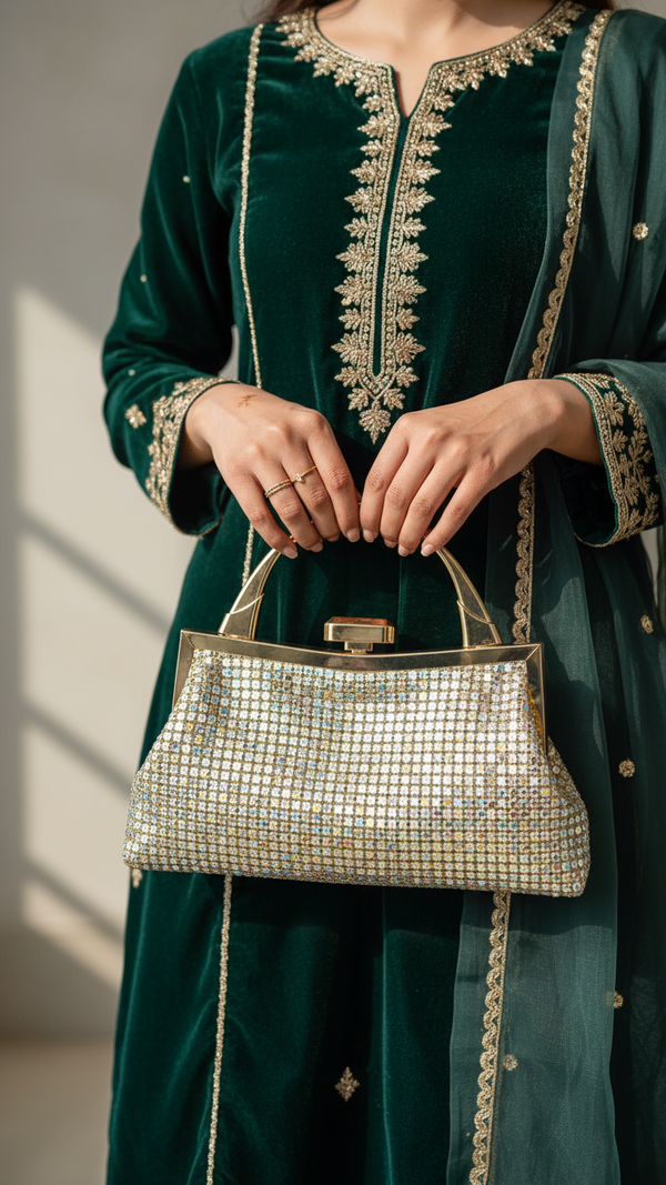 AB Golden Bridal Clutch P24311