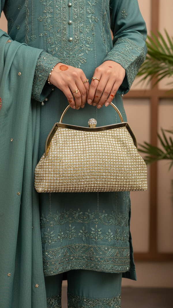 Golden Bridal Clutch P24315