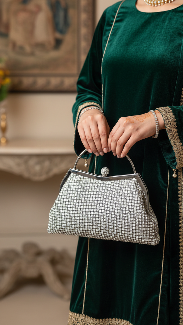Silver Bridal Clutch P24315