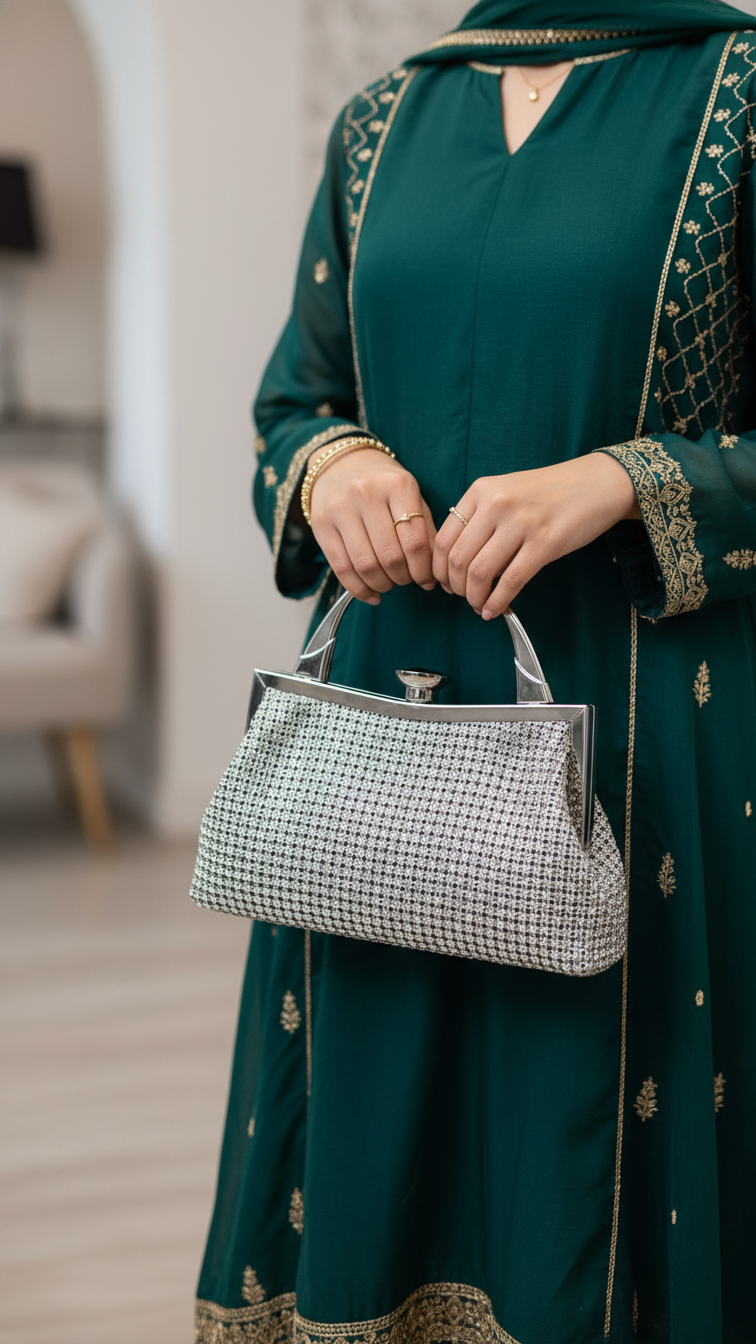 Silver Bridal Clutch P24319