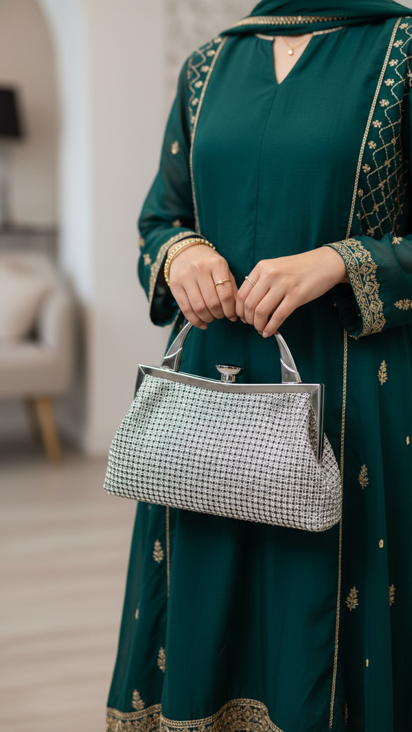 Silver Bridal Clutch P24319