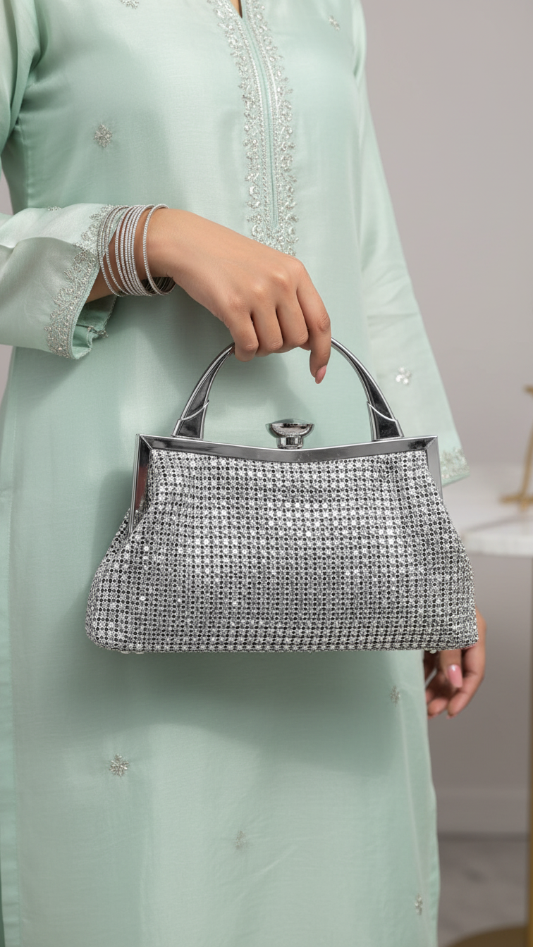 Silver Bridal Clutch P24321