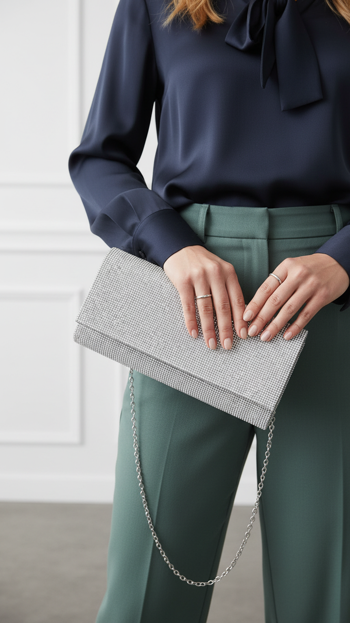 AB Silver Fancy Clutch P24328