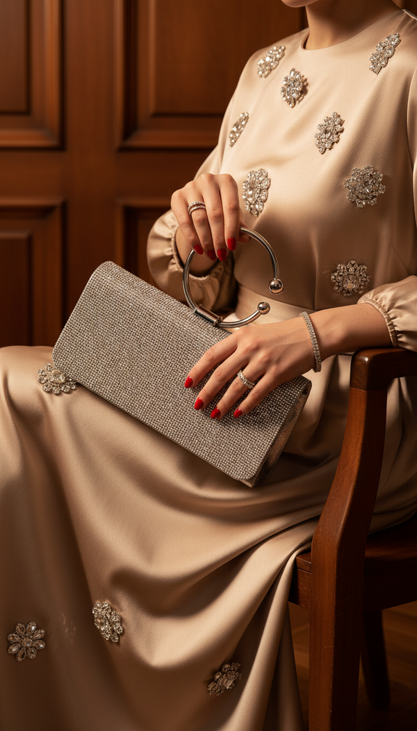 Silver Fancy Clutch P24329