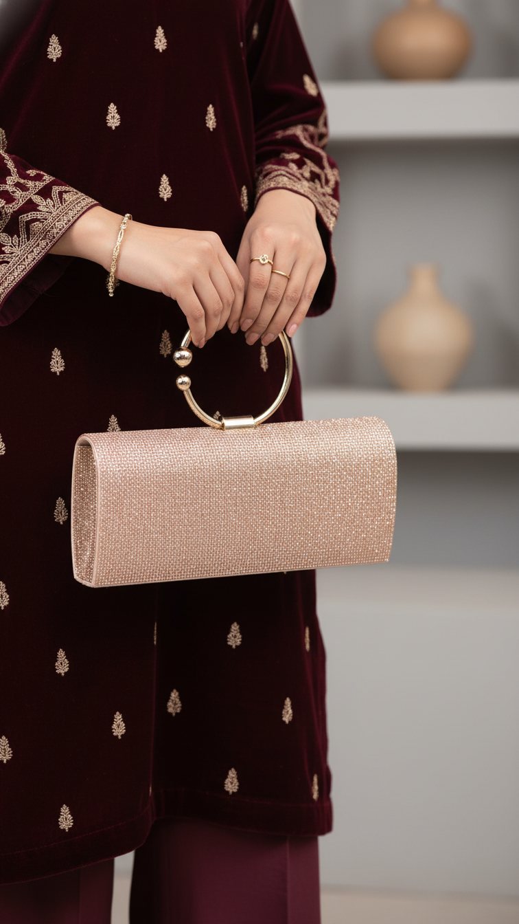 Champagne Fancy Clutch P24329