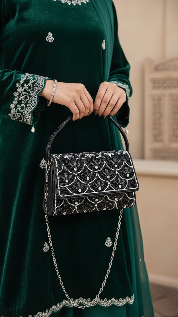 Black Fancy Shoulder Bag P24332