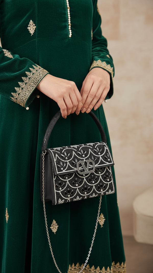 Black Fancy Shoulder Bag P24333