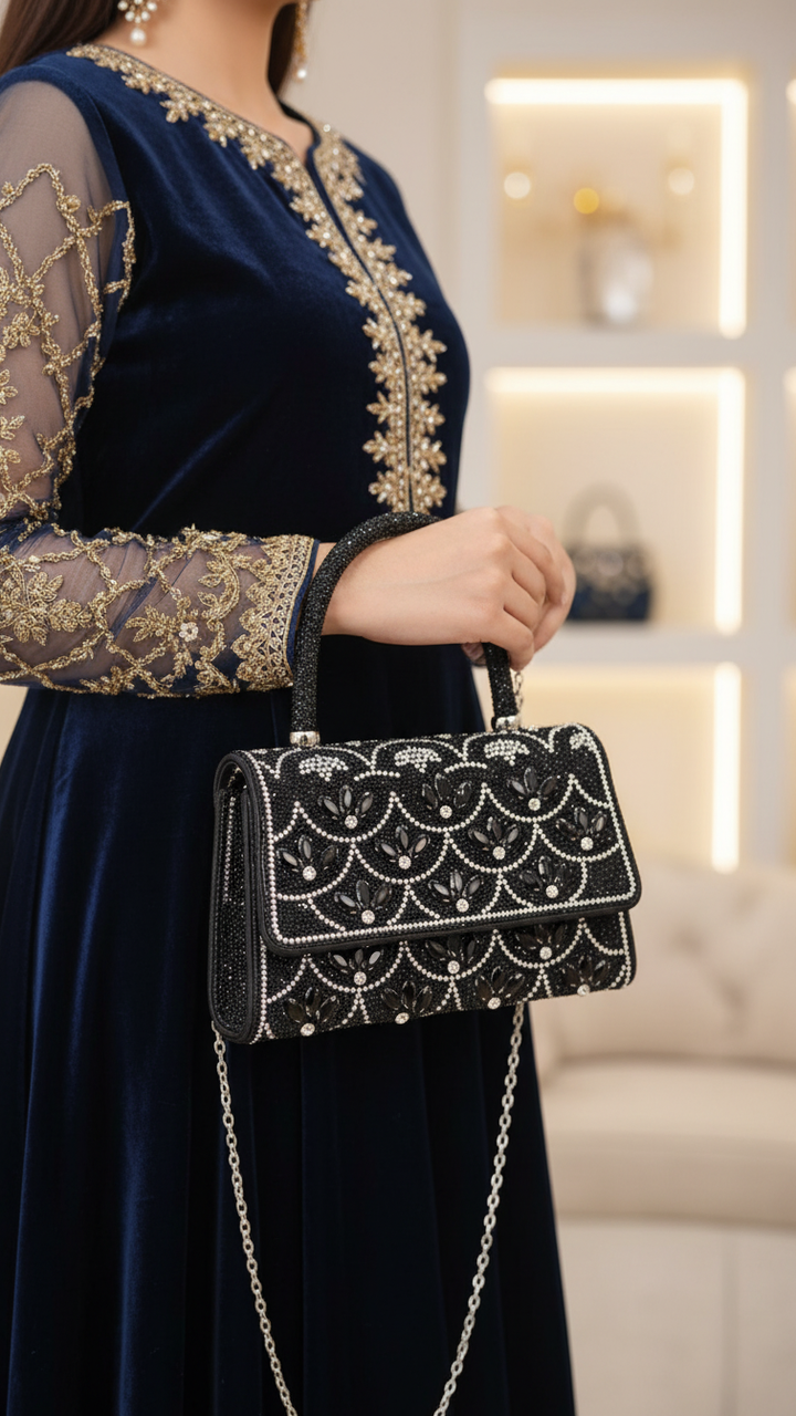 Black Fancy Shoulder Bag P24334