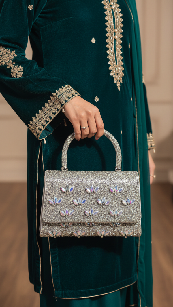 AB Silver Fancy Shoulder Bag P24334