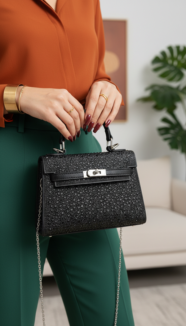 Black Fancy Shoulder Bag P24336