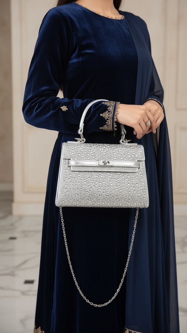 Silver Fancy Shoulder Bag P24336