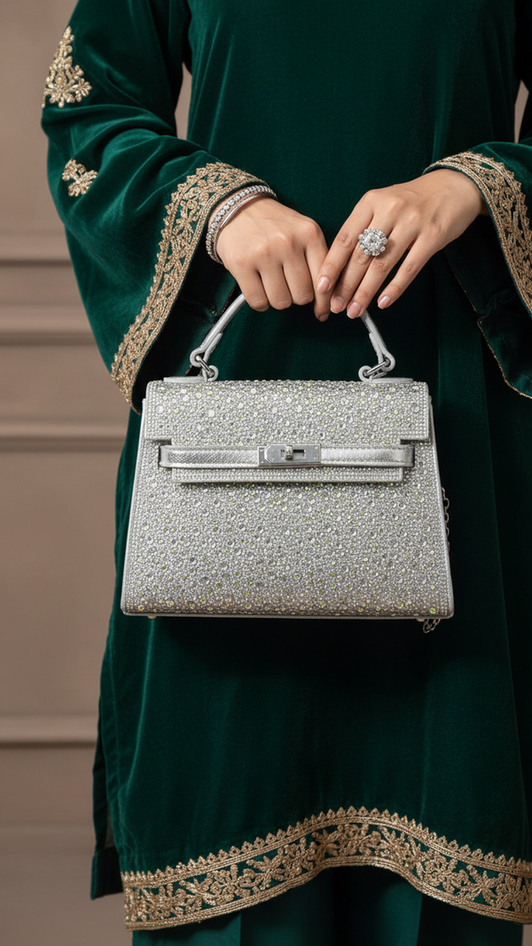 AB Silver Fancy Shoulder Bag P24336