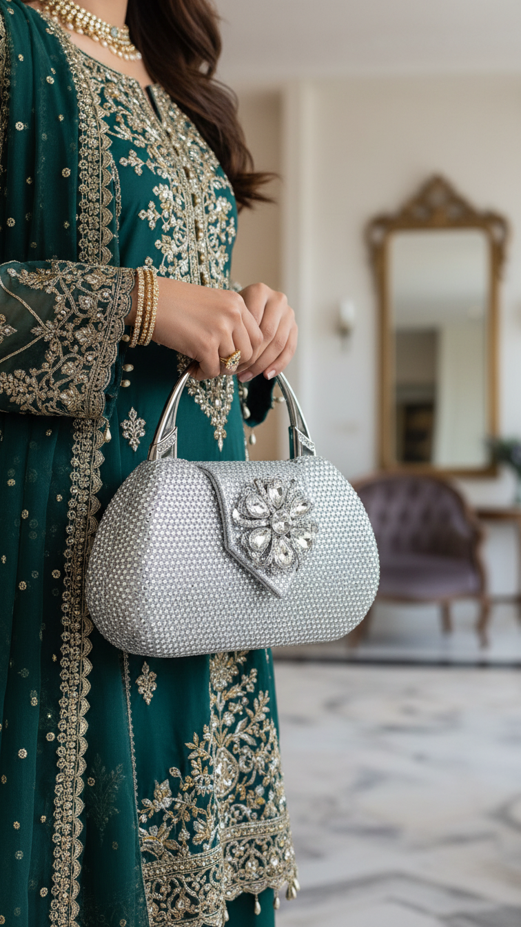 Silver Bridal Clutch P24340