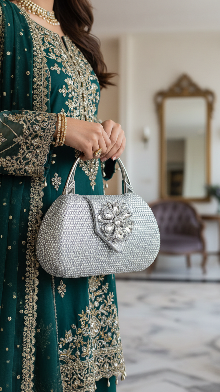 Silver Bridal Clutch P24340