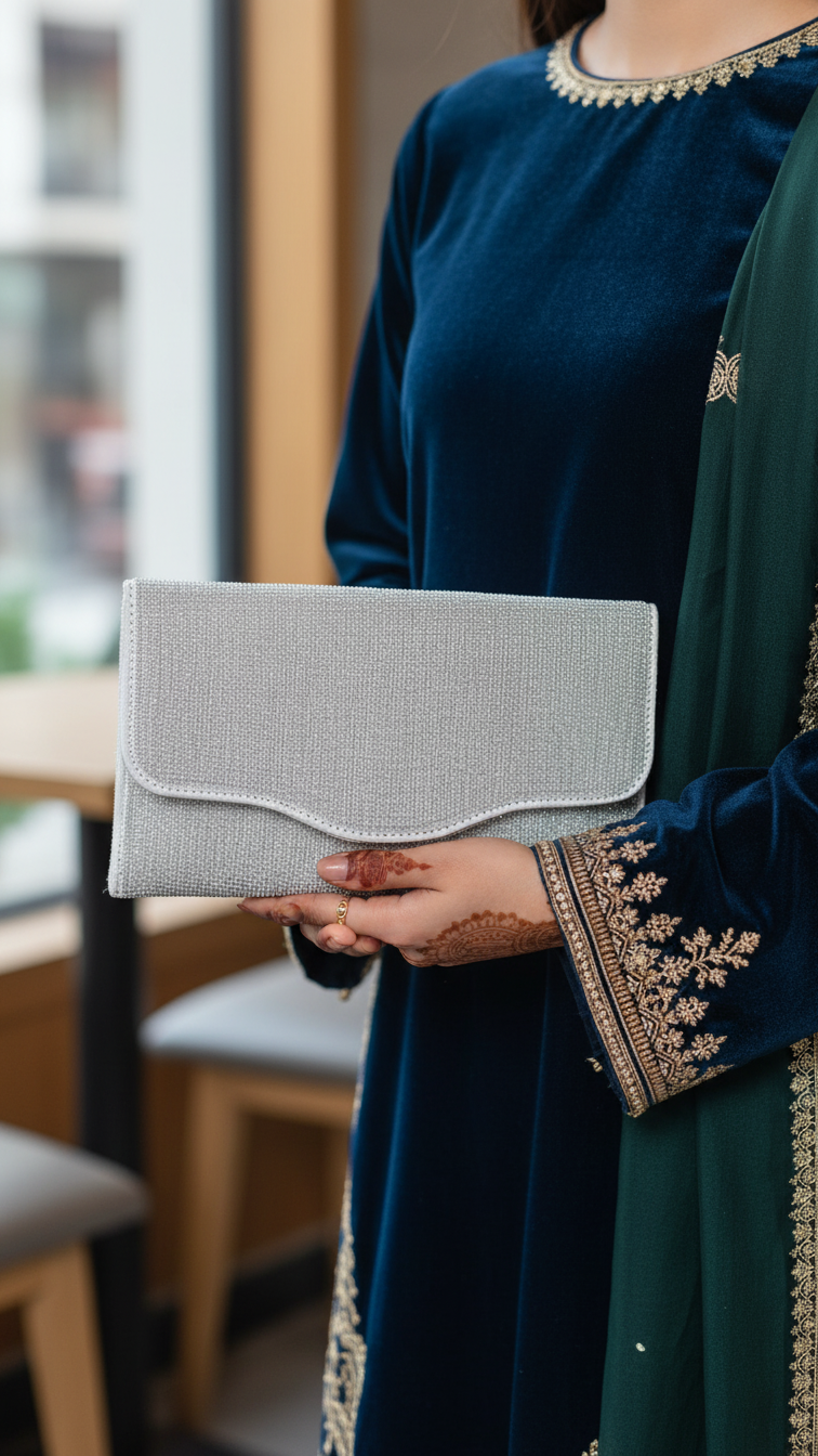 Silver Bridal Clutch P24347