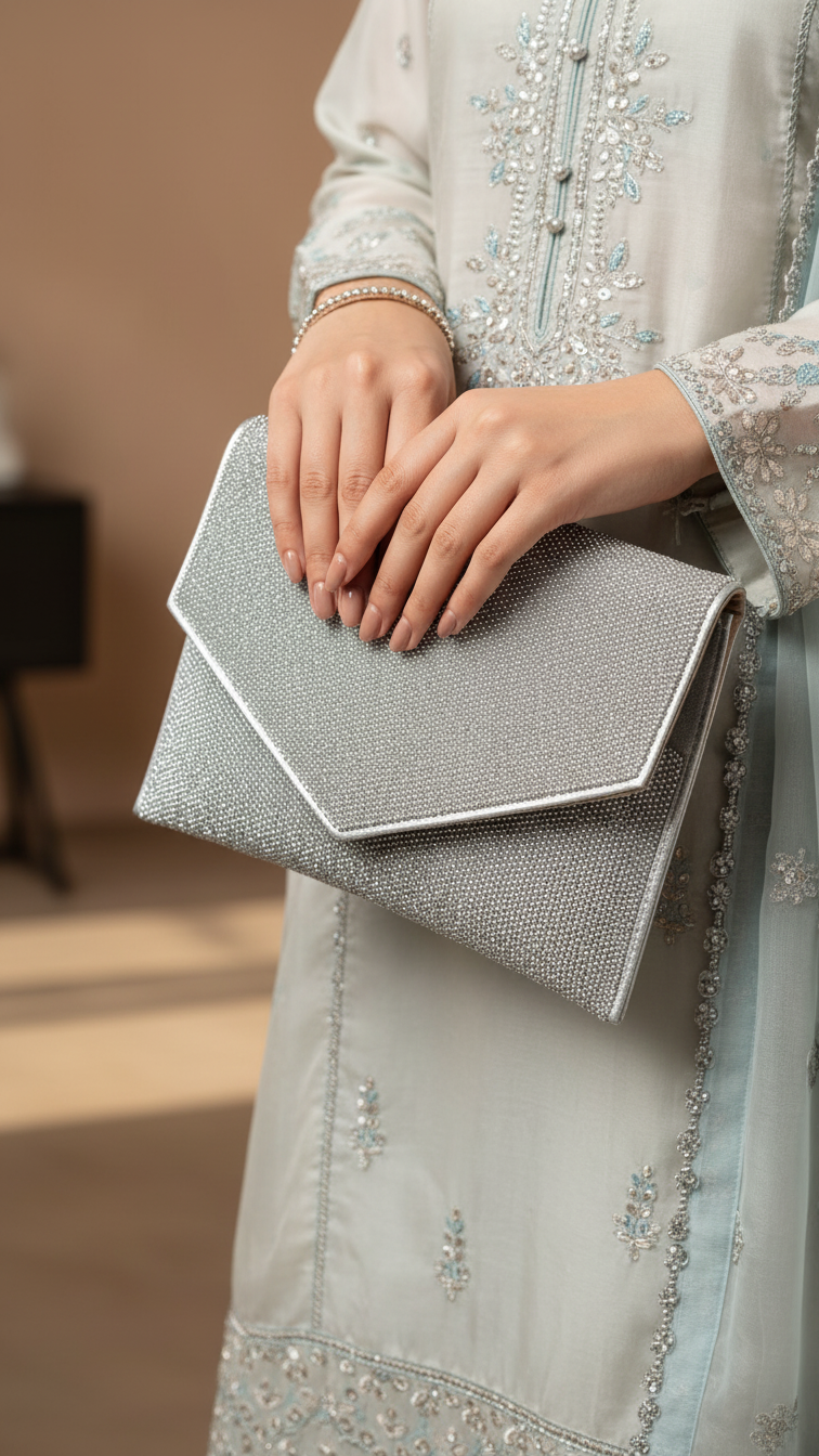 Silver Bridal Clutch P24348