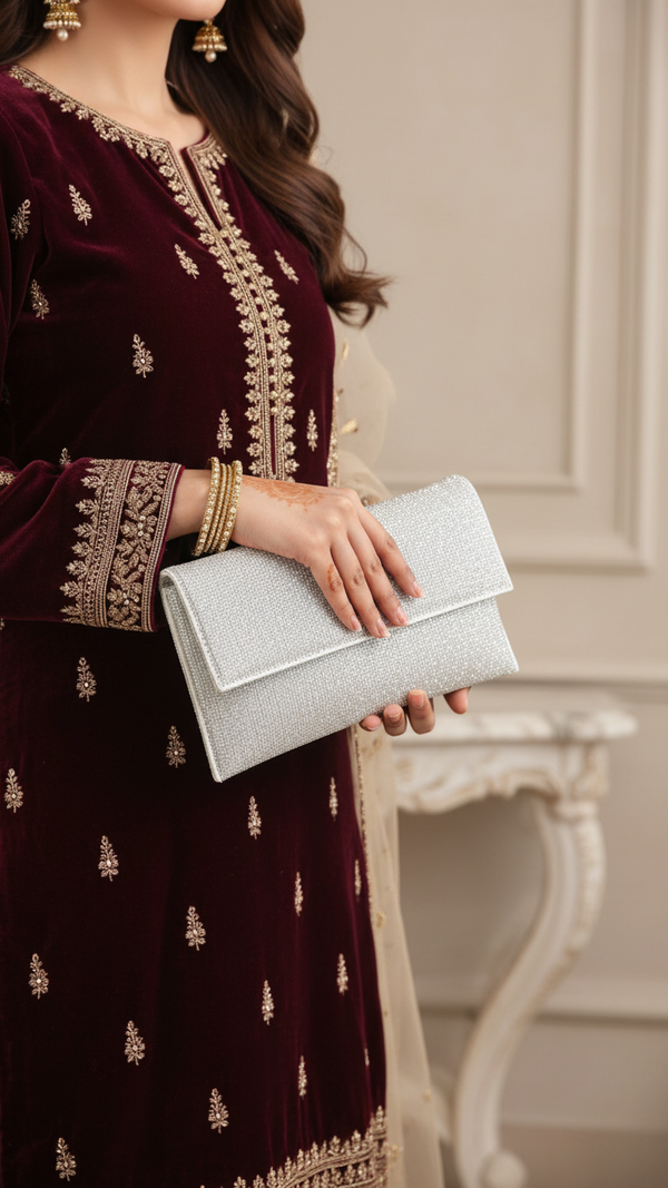 Silver Bridal Clutch P24349