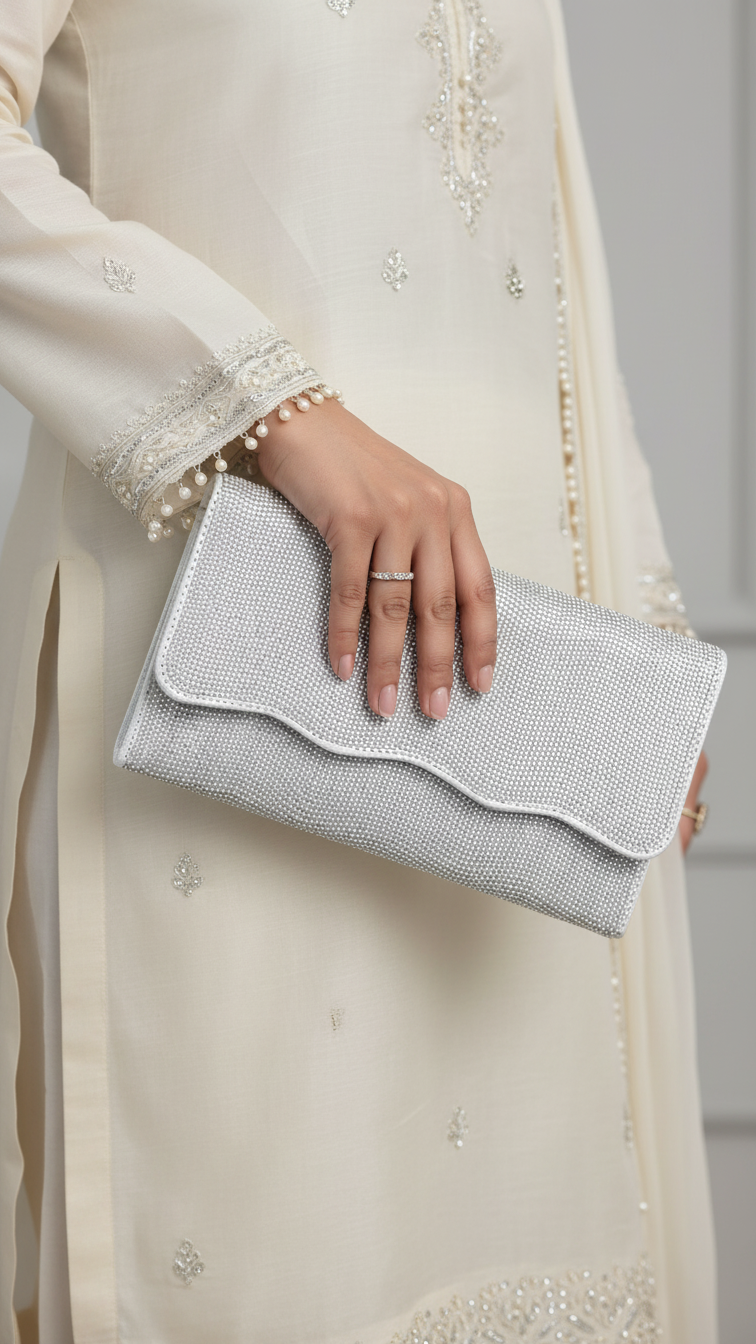 Silver Bridal Clutch P24350