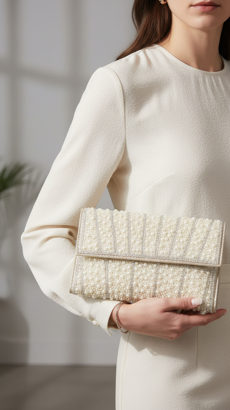 Beige Bridal Clutch P24354