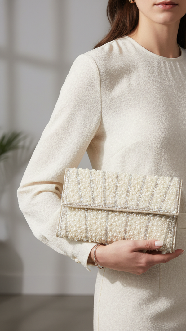 Beige Bridal Clutch P24354