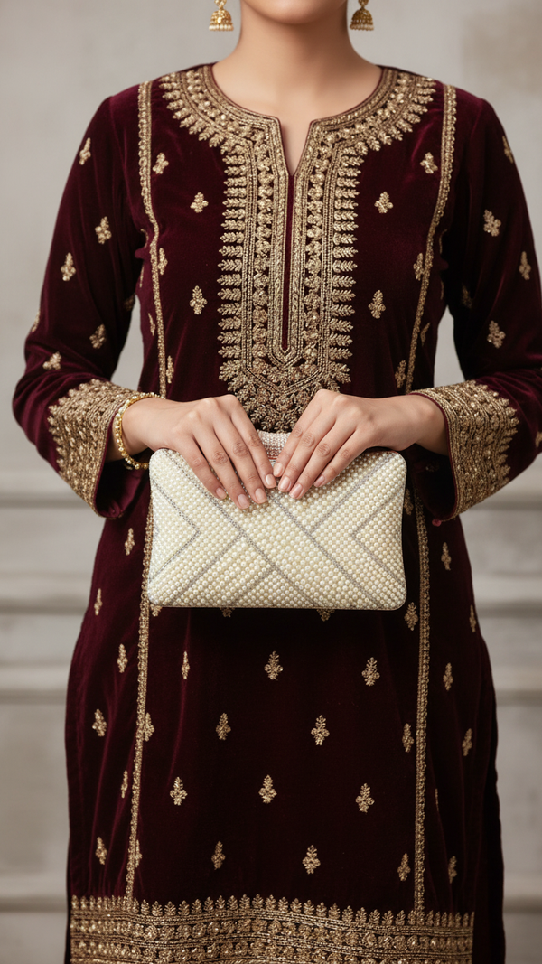 Beige Bridal Clutch P24357