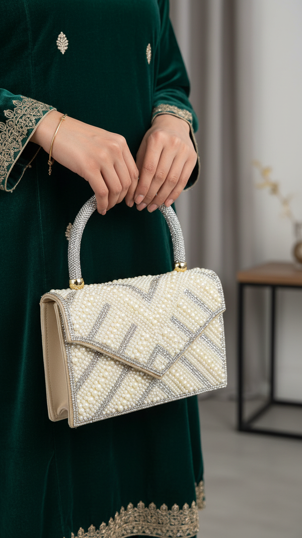 Beige Bridal Clutch P24366