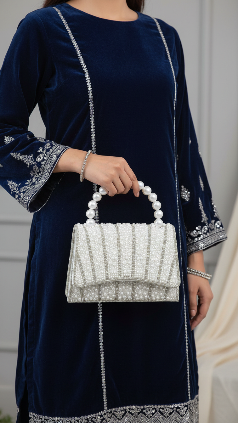 White Bridal Clutch P24367