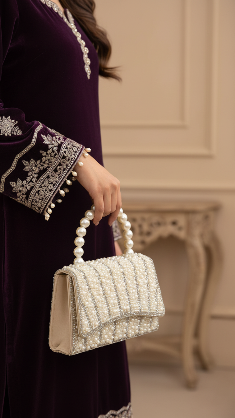 Beige Bridal Clutch P24367