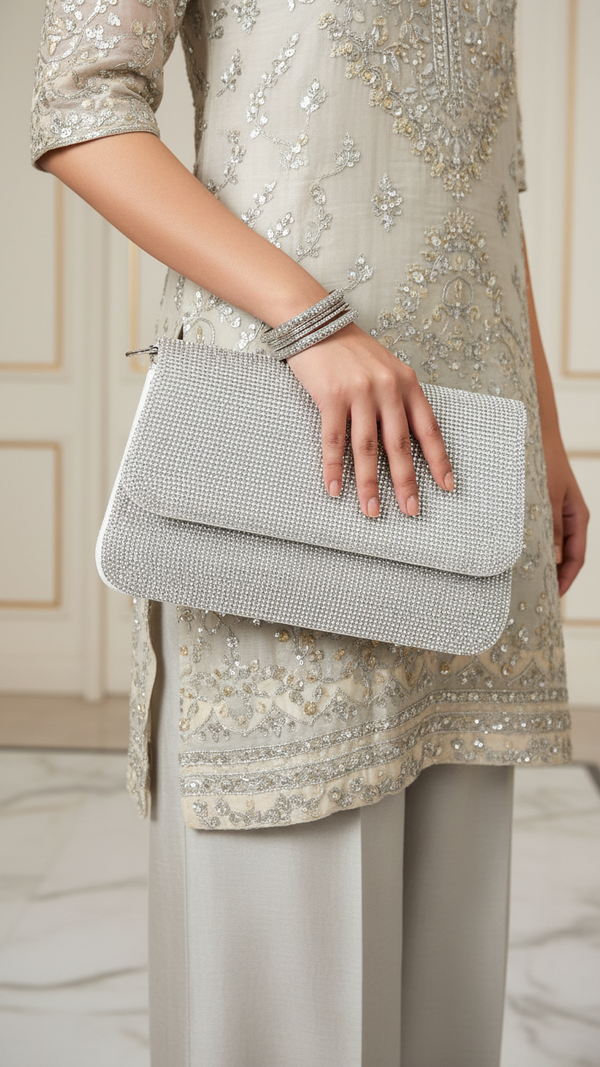 Silver Bridal Clutch P24368